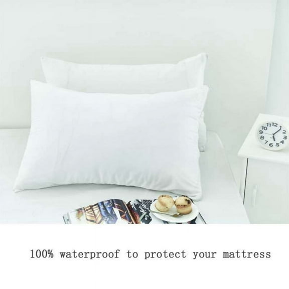 2 Pack 100% Waterproof Pillow Case, White Super-Soft Pillowcase Zippered Bed Bug Allergy Protector Pillow Cover, 20"*26"