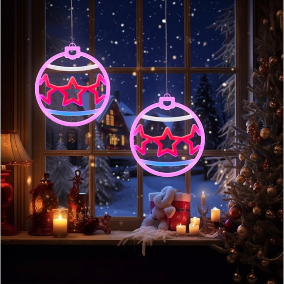 xihome Lmpara colgante de plstico con luces LED de nen, alimentadas por USB, ideal para decoracin navideña. Perfecta para fotos, centros comerciales, dormitorios y fiestas. Juego de 1 pieza.