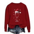 thumbnail image 3 of YOIAVAIOY Chandail de Noël pour Femmes Surdimensionné avec Verre de Vin Graphique en Molleton Manches Longues Col Rond chandail Mode Tendance, 3 of 4