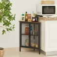 thumbnail image 3 of VECELO Set of 2 Corner Storage Cabinet with Dual Door, Wood Floor Standing Triangle Storage Organizer with 3-tier Shelves, Brown, 3 of 11