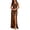 Brown, variant on Women's Cowl Neck Sleeveless Satin Maxi Dress High Slit Elegant Formal Gown for Prom Wedding Guest Bridesmaid Occasions Rose Gold L