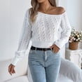 thumbnail image 3 of Women's Off The Shoulder Sweater 2026 Fall Ribbed Knit Pullover, XL, 3 of 4