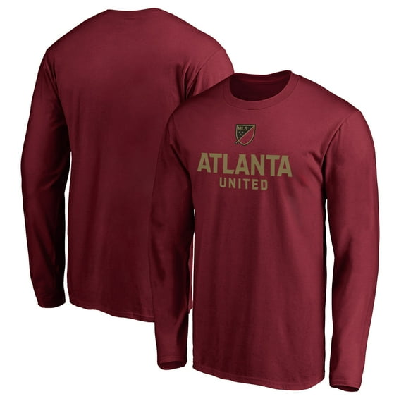 Men's Red Atlanta United FC Shielded Logo Long Sleeve T-Shirt