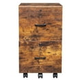 thumbnail image 4 of Ktaxon 2-Drawer Rolling Wood File Cabinet with Lock, Portable Vertical Mobile Wooden Storage Filing Cabinet for Home Office,Rustic Brown and Black, 4 of 11