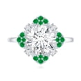 thumbnail image 4 of Rosec Jewels Lab Diamond Flower Engagement Ring with Natural Emerald - Statement Ring - EF-VS Grade, 925 Sterling Silver, US 4.00, 4 of 8