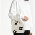 thumbnail image 2 of Unique Bargains 1 Pc Knitted Wrist Bag Openwork Flower Gift Bag Beige, 2 of 5