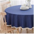 thumbnail image 3 of ICED 90cm Round Tablecloth Navy Blue Outdoor Washable Cotton Linen Home Kitchen Decoration Table Cloth, 1 piece blue, 3 of 5