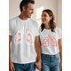 thumbnail image 1 of Camisetas de San Valentín para él y para ella: diseño de corazón y pulmón, 100 % algodón, manga corta, cuello redondo, conjuntos casuales y divertidos para parejas, regalo ideal, camiseta de San Valen, 1 of 5