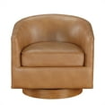 thumbnail image 4 of Comfort Pointe Irving Saddle Brown Faux Leather Wood Base Barrel Swivel Chair, 4 of 8