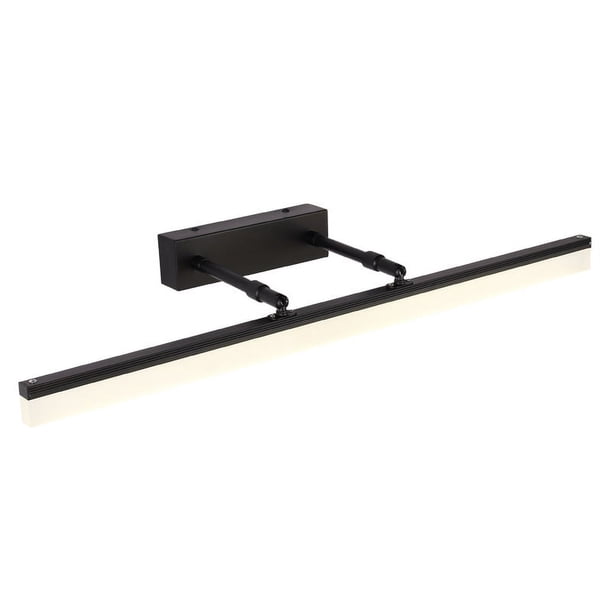 Espejo telescópico con luz LED frontal para baño. Espejo de maquillaje negro, sencillo, moderno y antivaho.