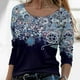 thumbnail image 2 of Moda mujer Casual impresión cuello redondo manga larga suelta camiseta otoño blusa pulóver Tops Pompotops  FGAJ6076, 2 of 5