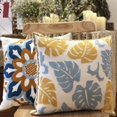 thumbnail image 4 of Boho Pillow Covers, Decorative Pillowcase, Square Embroidery Throw Pillows Cushion Set for Sofa Couch Bed Bench Living Room, Modern Plant Floral Pattern, 18 x18 inch (Monstera), 4 of 6