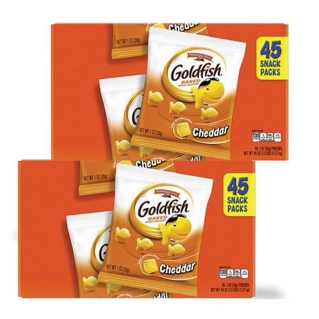 Pepperidge Farm Goldfish Crackers, Cheddar, 1 oz, 45-count - 2 PACK