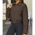 thumbnail image 4 of Chaqueta Corta Holgada para Mujer, con Cremallera, Cortavientos, Cálida, Ideal para Deportes Al Aire Libre y Correr Café Marrón S, 4 of 7