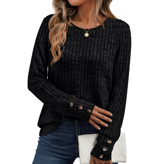 SUNBS Sweaters for Womens Long Sleeve Shirts Button Cuffs Tunic Blouse Fashion Outfits