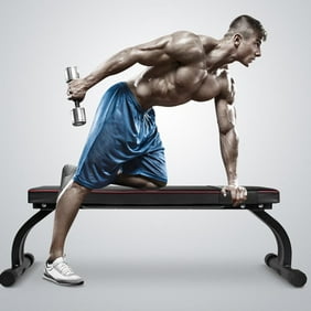Ashata Home Gym Fitness Flat Bench Foldable Legs For Dumbbell