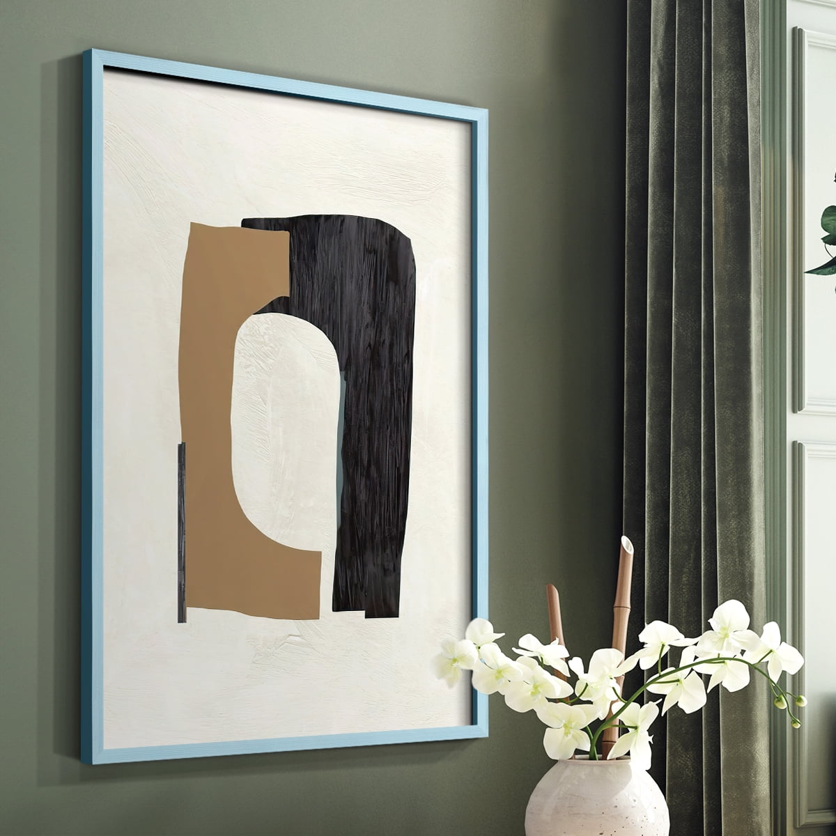 Cardboard Cutouts I Framed Print in Blue Solid Wood Framed Print No Nail Hanging