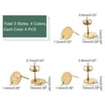thumbnail image 2 of 48Pcs 12 Style Ion Plating(IP) 304 Stainless Steel Stud Earring Findings with Flat Plate and Ear Nuts/Earring Backs Flat Round with Hole Mixed Color 10x1mm Hole: 1.2~1.5mm Pin: 0.8mm 4pcs/style, 2 of 7