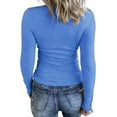 thumbnail image 2 of ORUYROP T-Shirts à Manches Longues pour Femmes Henley, Boutonnés, Ajustés, Col Rond, Tricot Côtelé, 2 of 3