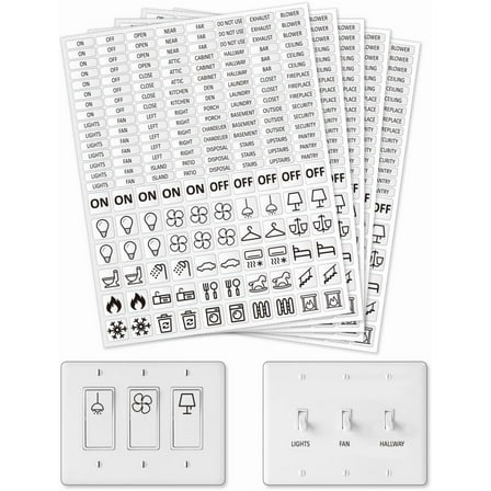 900 Pcs Light Switch Sticker Labels 57 Designs Transparent Switch ID Sticker Blue Switchboard Label Decals