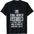 thumbnail image 1 of Camiseta Divertida de Minero con Herramientas Volando - Regalo para Trabajadores de Minas - Talla Extra Grande a 4XL - Mujer - Blanco y Negro, 1 of 7