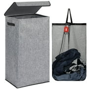 DOKEHOM 100L Laundry Basket with Lid and Removable Laundry Bags, Large Collapsible Laundry Hamper for Bedroom, Bathroom, Laundry Room, Colloge (Grey)