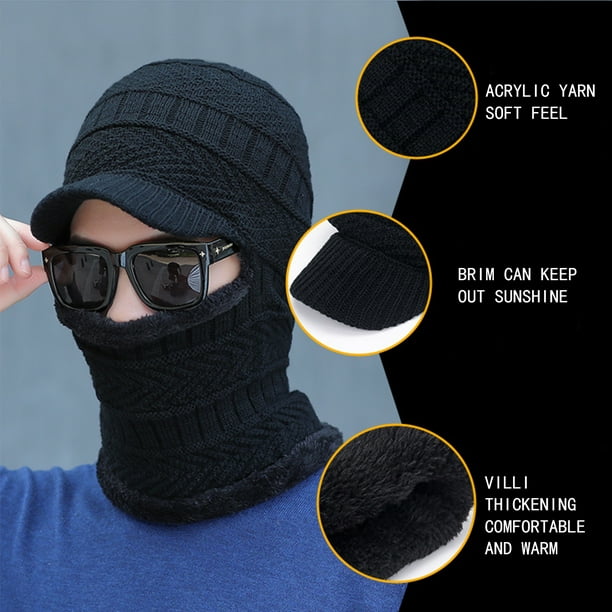 Cagoule pour femme - Masque facial chaud 2 en 1 - Bonnet en tricot