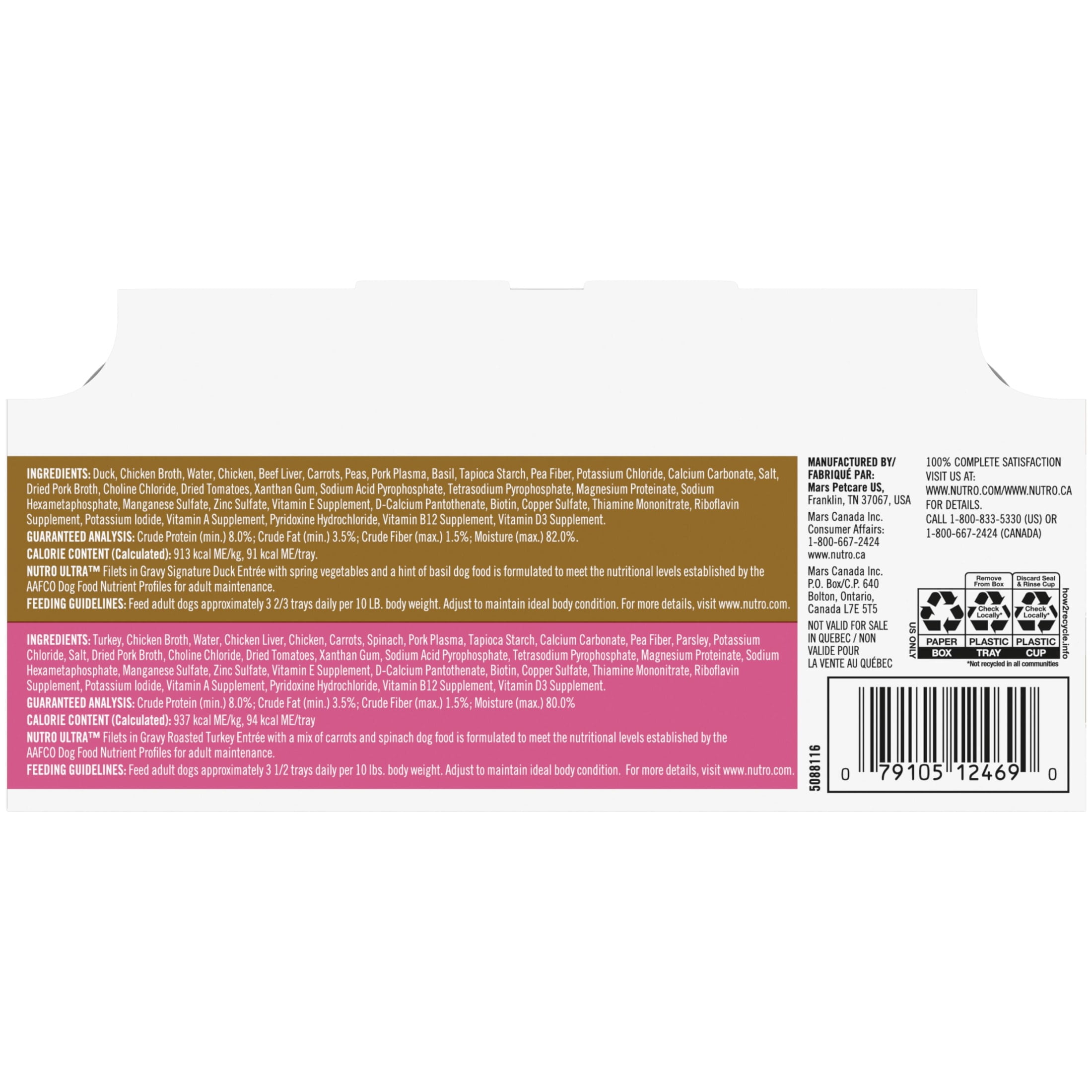Nutro Ultra Filets In Gravy Duck & Roasted Turkey Variety Pack Wet Dog Food, (12) 3.5 Oz Trays