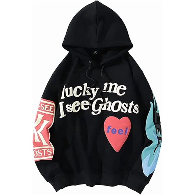 Sudadera unisex con capucha de rapero Lucky Me I See Ghosts de manga larga para mujer