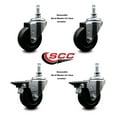 thumbnail image 2 of 3.5 Inch Hard Rubber 10MM Threaded Stem Caster Set 2 Brakes SCC, 2 of 2