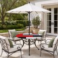 thumbnail image 4 of Red Grey Geometric Round Outdoor Tablecloth with Umbrella Hole Zipper, Modern Black White Abstract Art Elastic Fitted Table Cover, Waterproof Table Cloth for Patio Picnic Party Fits 45"-54", 4 of 9