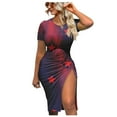thumbnail image 2 of under $5 JINMGG 2026 Summer Womens Plus Size Dresses Women Summer Independence Day Dresses Cropped Ball Gown Short Sleeve Crewneck Dress, 2 of 5