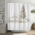 thumbnail image 6 of JOOCAR Christmas Shower Curtain, Romantic Vintage New Year Scenery with Reindeer Tree and Star Ancient Design Image Bathroom Decor, 6 of 6