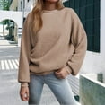 thumbnail image 2 of XIAOCHA Womens Sweatshirts Simple Solid Color Crewneck Pullover Tops Drop Shoulder Long Sleeve Loose Fit Warm Sweatshirt Fall Winter Layering, 2 of 5