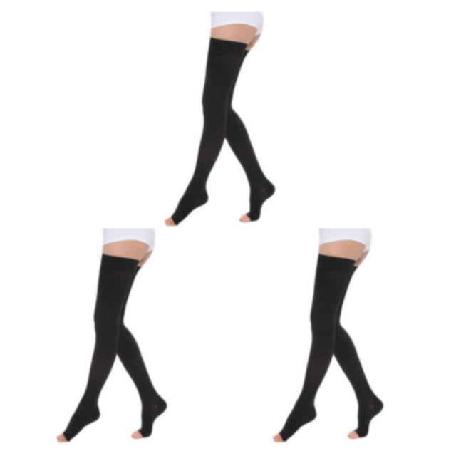 Wweixi Comfortable And Soft Compression Stockings Stay Active Stay Comfortable Open Toe-black XXL 3Set