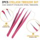 thumbnail image 2 of Eyelash Tweezers 2 Pack Stainless Steel Straight & Angled Precision Volume Isolation Clipper False Eyelashes, 2 of 4