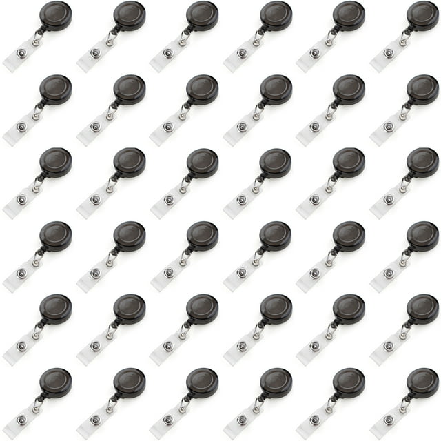 Muka 100PCS Translucent ID Card Badge Holder Reels Badge Clip-Black