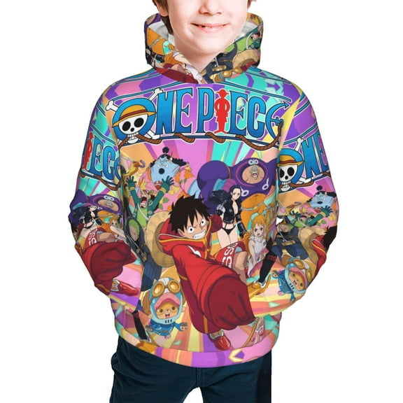 Anime One Piece Hoodie for Kids Teens S Pullover Sweatshirt Anime One Piece Merch for Boys Girls