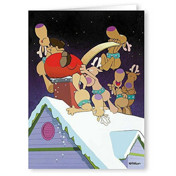 Stuck in Chimney Funny Christmas Cards - Humorous 18 Boxed Christmas Cards & Env