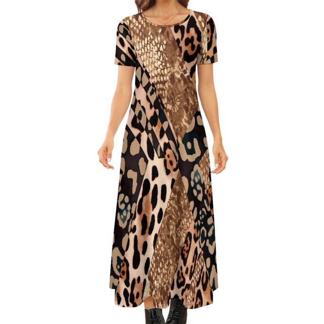 Snakeskin Dress Green and Black Python Aesthetic Bohemia Long Dresses Ladies Cute Maxi Dress Gift