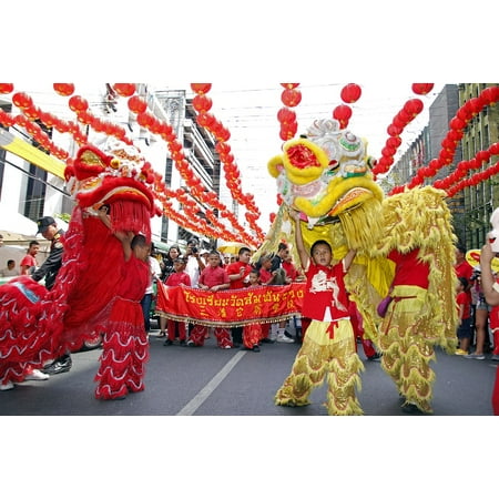 Canvas Print China Town The Lion Dance Chinese New Year Stretched Canvas 10 x