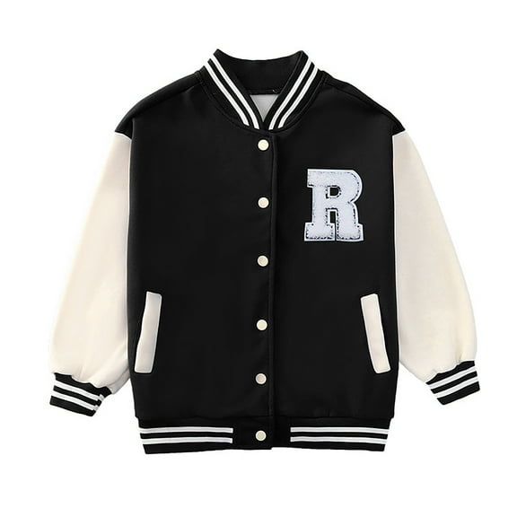Toddler Jacket Button Kids Letter Embroidery Baseball Jacket Light Jacket Girls Winter Jacket 3-4 Years Winter Coat Boys