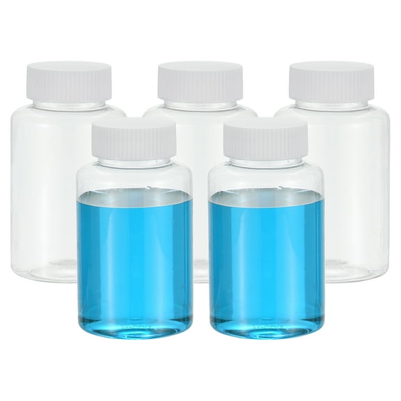 Uxcell 5 Pcs 150ml Reagent Bottles, PET Wide Mouth Round Bottles with Screw Cap for Lab