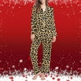 thumbnail image 2 of successthop Leopard Print Pajamas for Women Long Sleeve Lapel Button Down Nightwear and Pj Pant Sets with Pockets Brown, 2 of 7