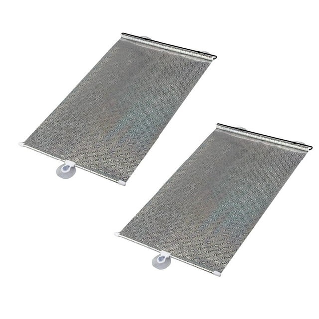 2pcs Car Sunshade Curtain Retractable Front/Back Windshield Sun Block Cover Windscreen Sunscreen Cars Accessories Gray 45*125