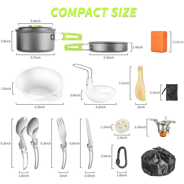 YQSDG 16 Piece Aluminum Camping Mess Kit