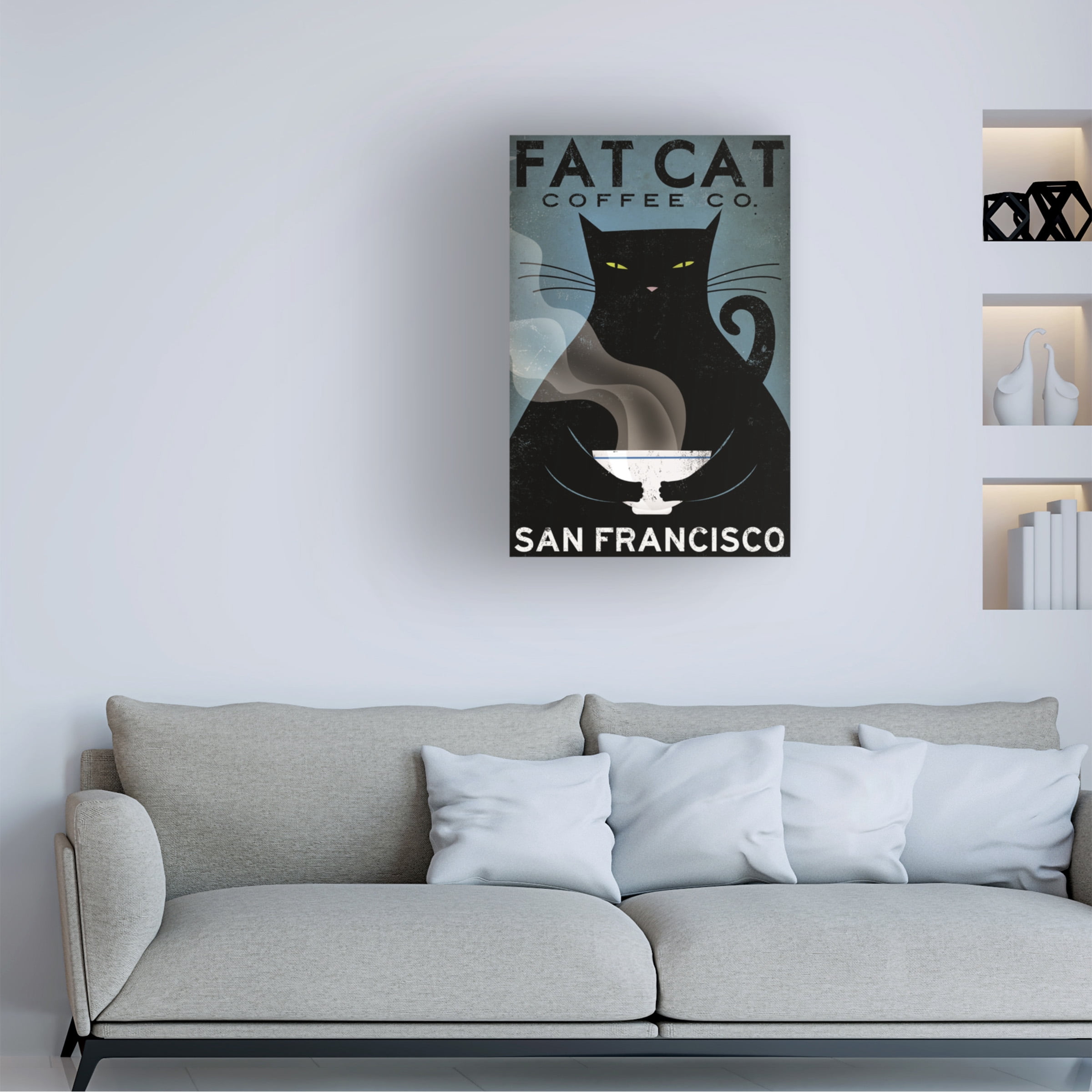 Ryan Fowler 'Cat Coffee' Canvas Art