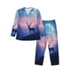 thumbnail image 1 of Balery Night Sky Elk Pijama para Hombre de Dos Piezas con Manga Larga, Conjunto de Dormir y Descanso Suave con Bolsillos-Large, 1 of 7