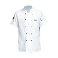 thumbnail image 6 of sunsanly Unisex Chef Shirt Kitchen Double-breasted Short Sleeve Stand Collar Soft Chest Pocket Breathable Stain-resistant Loose Kitchen Bakery Restaurant Canteen Waiter Top Cook Uniform, 6 of 8