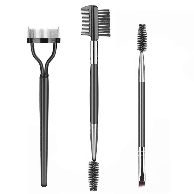 3 Pieces Set Eyebrow Brush Eyelash Separator Brow Comb & Lash Spoolie Professional Eye Makeup Tools